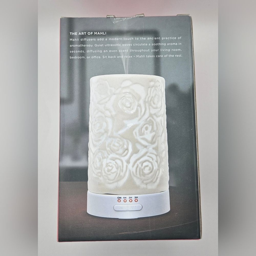 New In Box Mähli Ceramic Rose Ultrasonic Aroma Diffuser